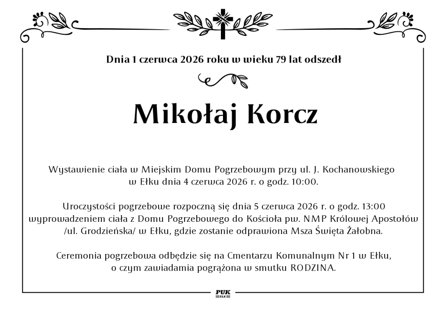 Mikołaj Korcz - nekrolog